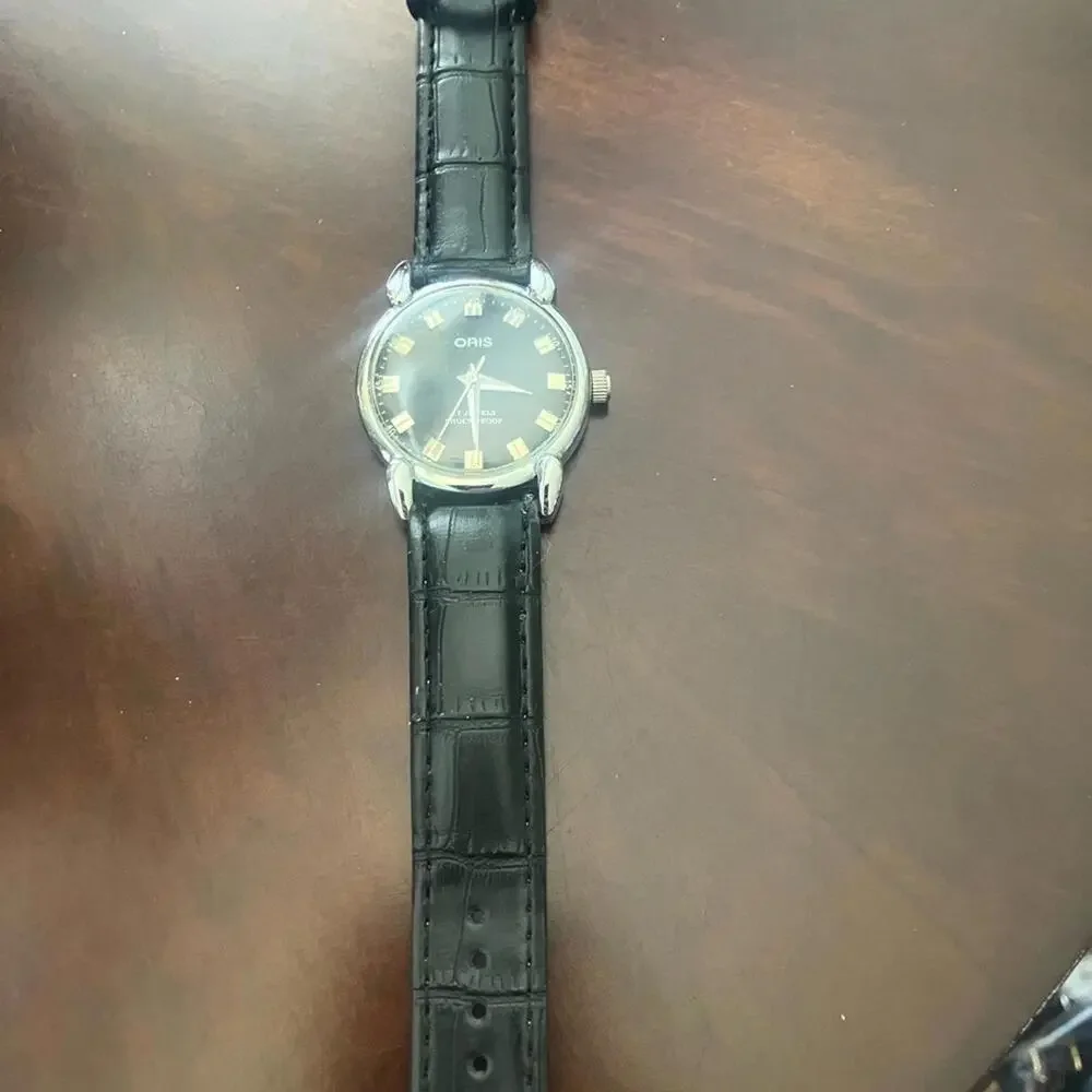 Oris Silver and Black Classic Watch 36mm Rare Vintage Hand Wind